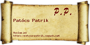 Patócs Patrik névjegykártya