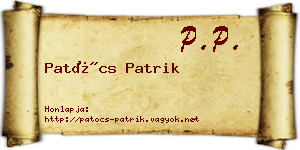 Patócs Patrik névjegykártya